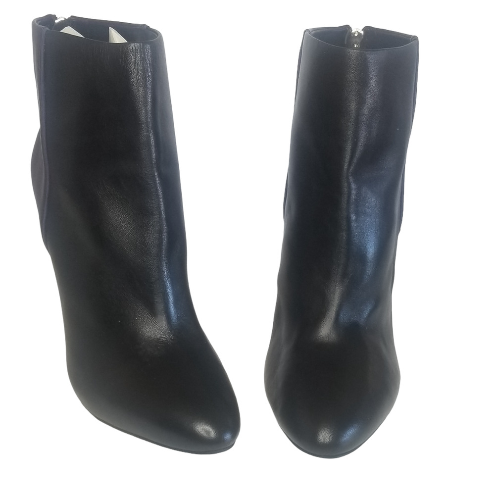 CAbi Bisset Color Block Pointed Toe Leather Booties Black Vino Size 11 - Picture 8 of 16